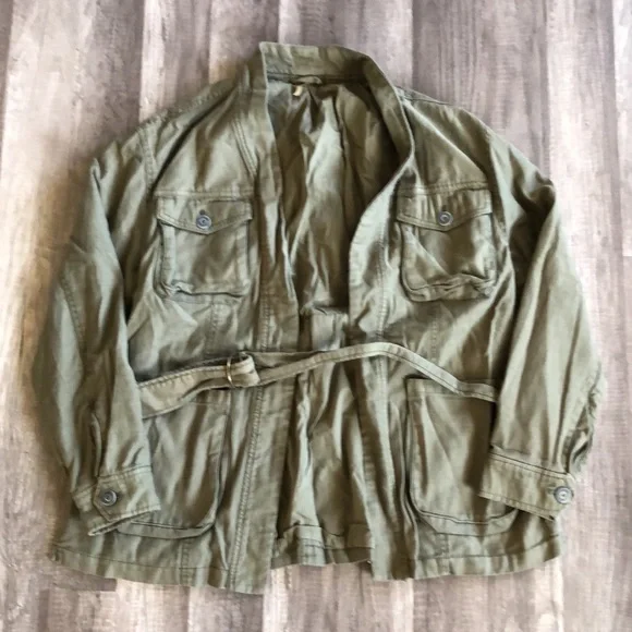 Free People In Our Nature Military Green Wrap Cargo Jacket M - Picture 2 of 14